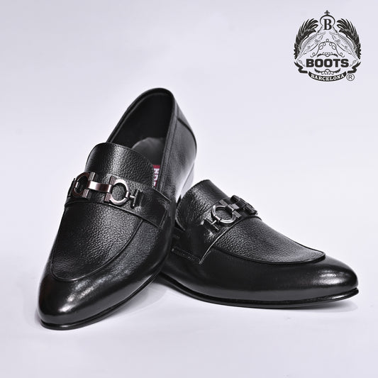 Boots Barcelona Luxury Leather Black Loafers for Men – Formal Slip-On Shoes