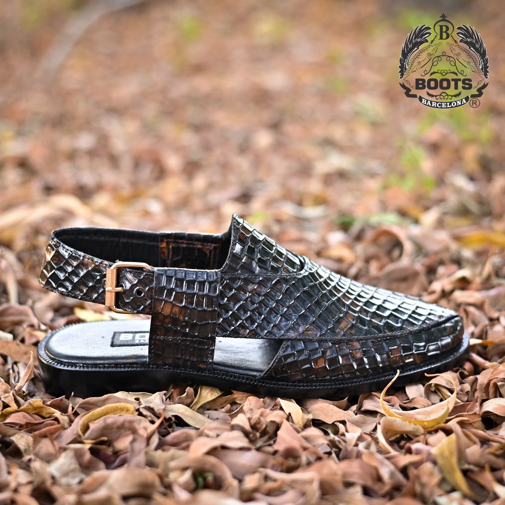 Handcrafted Tiger Leather Peshawari Chappal for Men