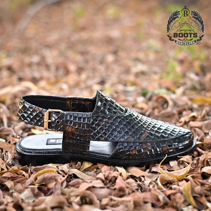 Handcrafted Tiger Leather Peshawari Chappal for Men
