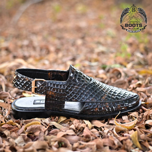 Handcrafted Tiger Leather Peshawari Chappal for Men