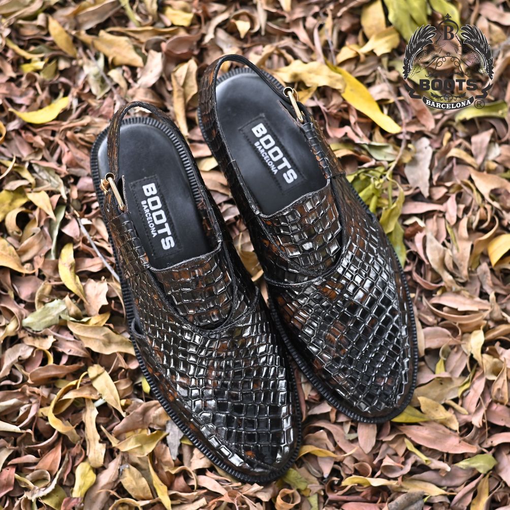 Handcrafted Tiger Leather Peshawari Chappal for Men