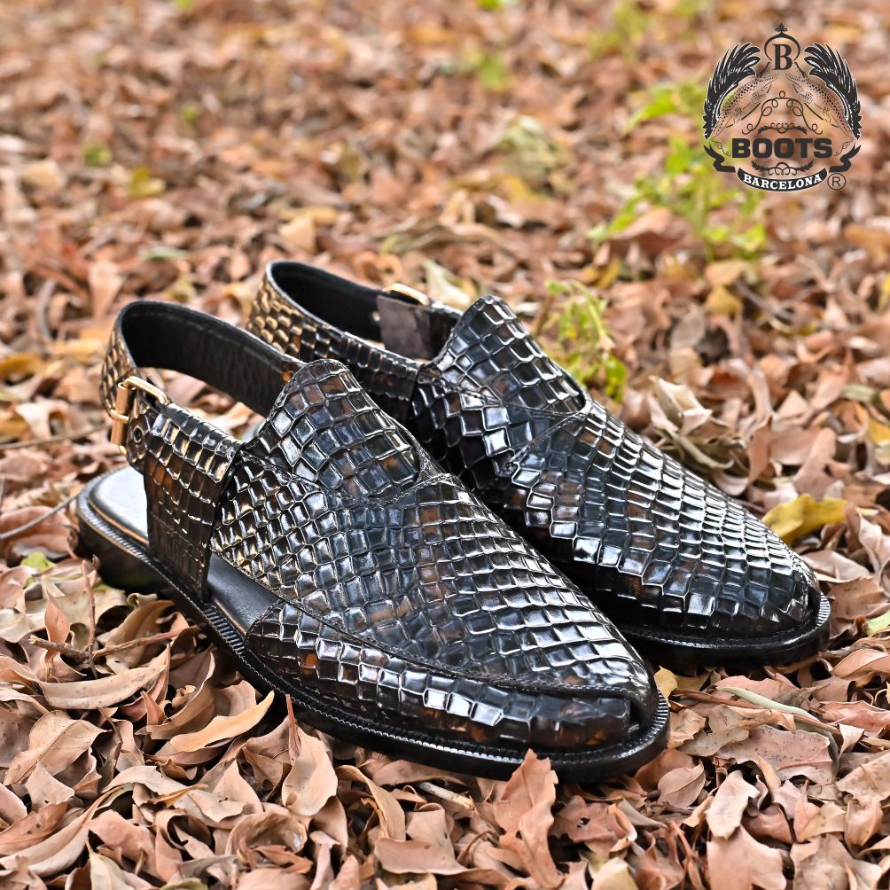 Handcrafted Tiger Leather Peshawari Chappal for Men