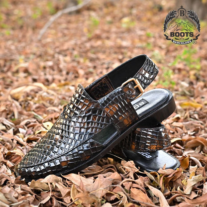 Handcrafted Tiger Leather Peshawari Chappal for Men